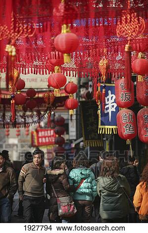 Picture - Red Lanterns For Sale In Wangfujing, One Of Beijing's Most Famous Shopping Streets, Beijing, China. Fotosearch