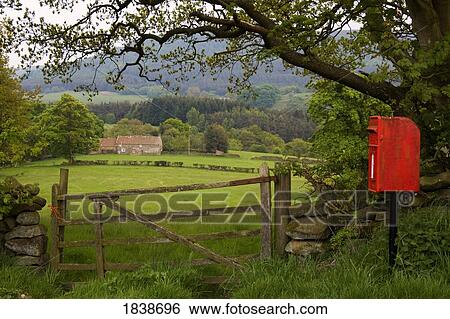 Red Mailbox In Rural Setting; North Yorkshire, England, Uk View Large Photo Image Stock Photograph - Red Mailbox In Rural Setting; North Yorkshire, England, Uk. Fotosearch