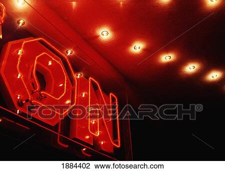 Stock Image - Red Neon Light Sign. Fotosearch