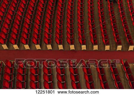 Stock Image - Red theatre seating; New York City, New York, United States of America. Fotosearch