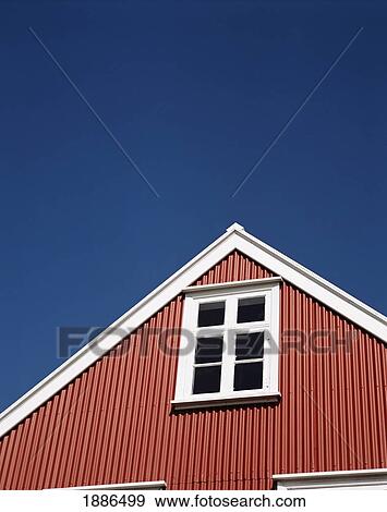 Red Wooden House With White Paned Window View Large Photo Image Stock Photo - Red Wooden House With White Paned Window. Fotosearch