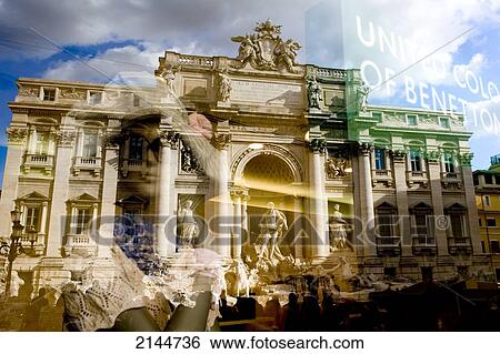 Reflection Of Fontana Di Trevi In A Benetton Window Shop, Rome, Italy View Large Photo Image Stock Photograph - Reflection Of Fontana Di Trevi In A Benetton Window Shop, Rome, Italy. Fotosearch
