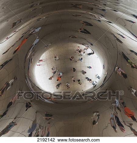 Reflection Of People In A Silver Reflective Surface; Chicago Illinois United States Of America View Large Photo Image Stock Image - Reflection Of People In A Silver Reflective Surface; Chicago Illinois United States Of America. Fotosearch