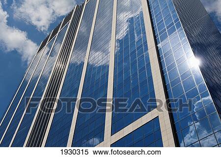 Stock Photography - Reflections In Office Building, Brussels, Belgium.. Fotosearch