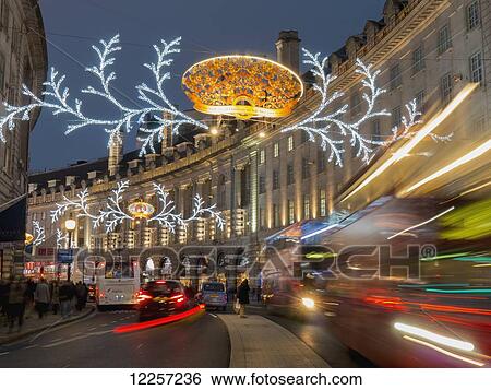 Regent Street decorated for Christmas; London, England View Large Photo Image Stock Photograph - Regent Street decorated for Christmas; London, England. Fotosearch