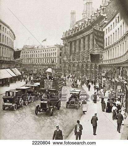 Regent Street, London, England In 1912. From The Story Of 25 Eventful Years In Pictures, Published 1935. View Large Photo Image Picture - Regent Street, London, England In 1912. From The Story Of 25 Eventful Years In Pictures, Published 1935.. Fotosearch