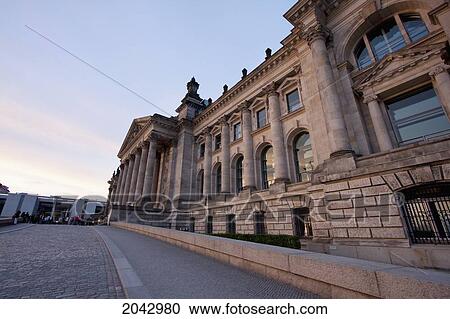 Stock Image - Reichstag Building At Night, Berlin, Germany. Fotosearch