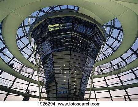 Picture - Reichstag Dome Interior At Dusk. Fotosearch
