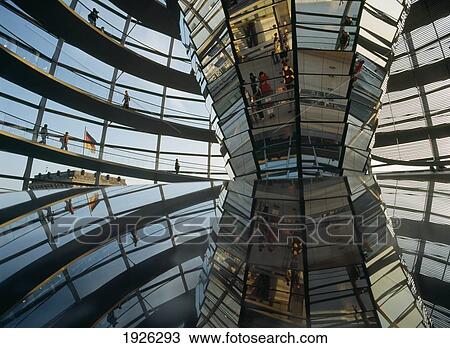 Stock Image - Reichstag Dome Interior At Dusk. Fotosearch