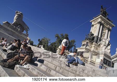 Picture - Relaxing By Monumento A Alfonso Xii. Fotosearch