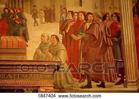 Picture - Religious Painting On Church Wall; Florence, Tuscany, Italy. Fotosearch