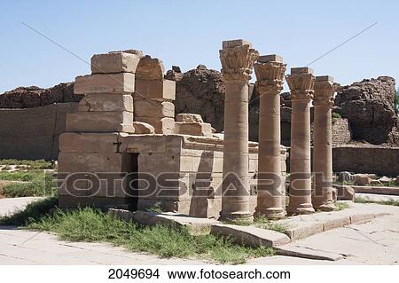 Picture - Remaining Columns Of A Roman Kiosk, Dendera, Qina, Egypt. Fotosearch