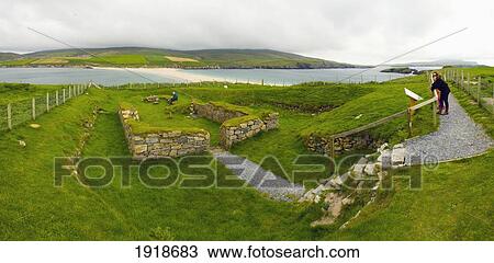 Stock Image - Remains Of 12Th Century Church,; St Ninian's Isle, Shetland Isles, Scotland. Fotosearch