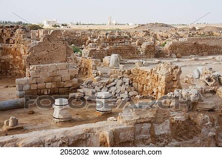 Stock Image - Remains Of The Church Of The Virgin St. Mary, (Built 385 - 412 Ce), Known Asthe Great Basilica, Abu Mena, Egypt. Fotosearch