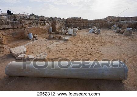 Stock Image - Remains Of The Church Of The Virgin St. Mary, (Built 385 - 412 Ce), Known Asthe Great Basilica, Abu Mena, Egypt. Fotosearch