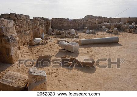 Stock Image - Remains Of The Church Of The Virgin St. Mary, (Built 385 - 412 Ce), Known Asthe Great Basilica, Abu Mena, Egypt. Fotosearch