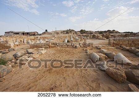 Stock Photo - Remains Of The Church Of The Virgin St. Mary, (Built 385 - 412 Ce), Known Asthe Great Basilica, Abu Mena, Egypt. Fotosearch