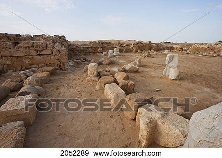 Stock Photo - Remains Of The Church Of The Virgin St. Mary, (Built 385 - 412 Ce), Known Asthe Great Basilica, Abu Mena, Egypt. Fotosearch