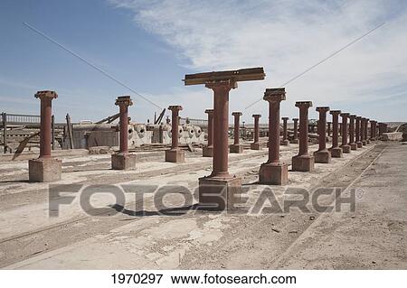 Stock Photo - Remains Of The Conveyor Belt At The Office Chacabuco, Chile, Antofagasta. Fotosearch
