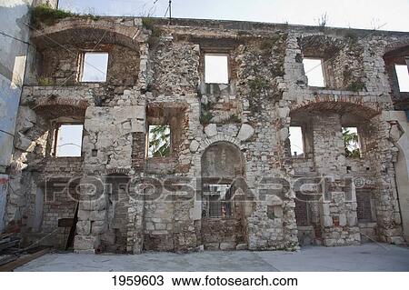 Remains Of The Outer Walls Of The Diocletian Palace, Split, Split-Dalmatia, Croatia View Large Photo Image Stock Image - Remains Of The Outer Walls Of The Diocletian Palace, Split, Split-Dalmatia, Croatia. Fotosearch
