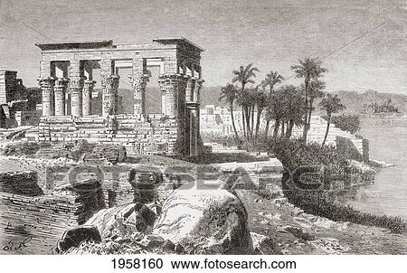 Stock Image - Remains Of The Temple At Philae, Egypt In The 19Th Century. From Africa By Keith Johnston, Published 1884.. Fotosearch