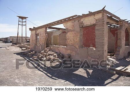 Remains Of The Workers' Quarters Of The Office Chacabuco, Chile, Antofagasta View Large Photo Image Stock Photo - Remains Of The Workers' Quarters Of The Office Chacabuco, Chile, Antofagasta. Fotosearch