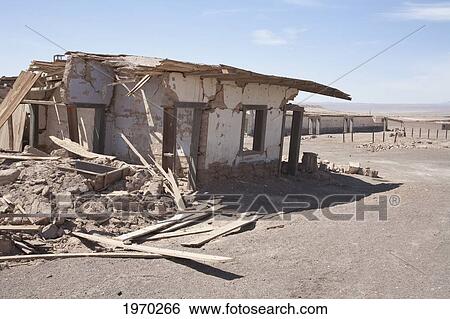 Stock Photograph - Remains Of The Workers' Quarters Of The Office Chacabuco, Chile, Antofagasta. Fotosearch