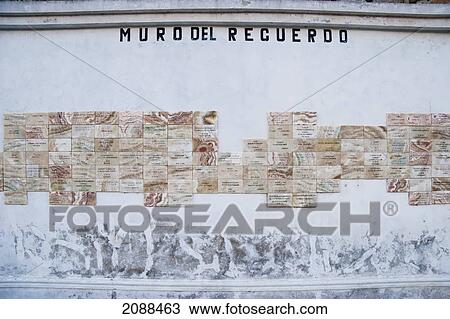 Stock Image - Remembrance Wall To The Victims Of The 1970 Earthquake And Avalanche At The Yungay Cemetery, Yungay, Ancash, Peru. Fotosearch