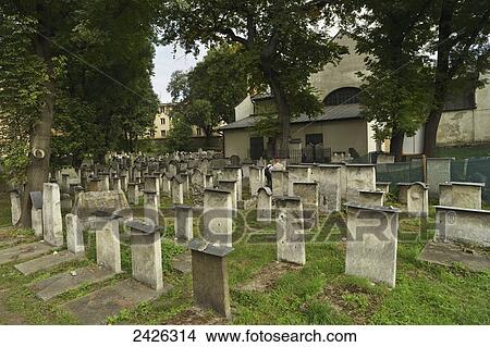 Picture - Remuh Cemetery and Synagogue, also known as the Old Cemetery, Kazimierz; Krakow, Poland. Fotosearch