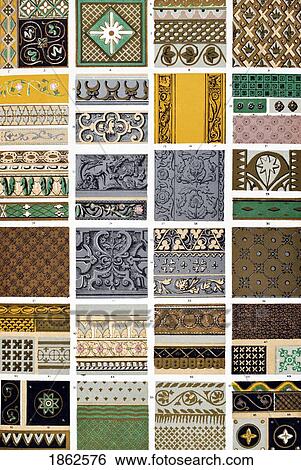 Stock Photograph - Renaissance No 4 Plate Lxxvii From The Grammar Of Ornament By Owen Jones Published By Day & Son London 1865. Fotosearch