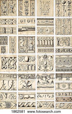 Stock Image - Renaissance No 8 Plate Lxxxi From The Grammar Of Ornament By Owen Jones Published By Day & Son London 1865. Fotosearch