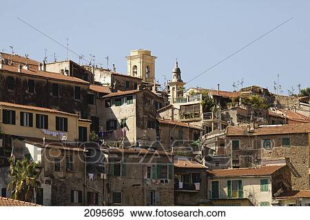 Stock Photography - Residential Buildings Against A Blue Sky; Ventimiglia Italy. Fotosearch