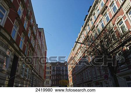 Residential buildings and a blue sky; Hamburg, Germany View Large Photo Image Stock Image - Residential buildings and a blue sky; Hamburg, Germany. Fotosearch