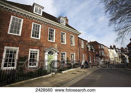 Stock Image - Residential buildings in georgian architecture; Winchester, Hampshire, England. Fotosearch