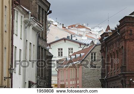 Stock Photo - Residential Buildings In Old Town At Tallinn, Estonia. Fotosearch