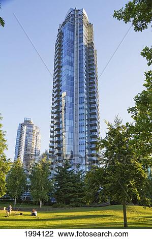 Stock Image - Residential Skycraper In Coal Harbor, Vancouver, British Columbia, Canada. Fotosearch