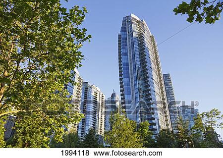 Stock Photo - Residential Skyscraper In Coal Harbor, Vancouver, British Columbia, Canada. Fotosearch