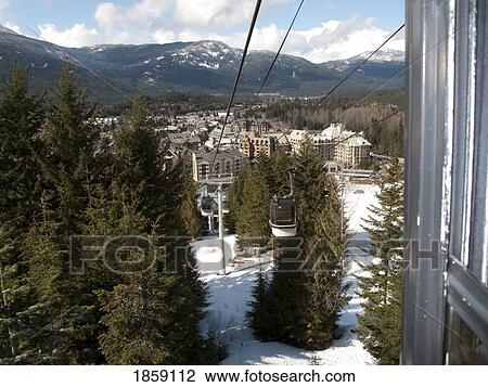 Stock Image - Resort Ski Lift, Whistler, British Columbia, Canada. Fotosearch