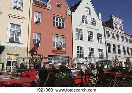 Stock Image - Restaurant And Medieval Merchant Houses. Fotosearch