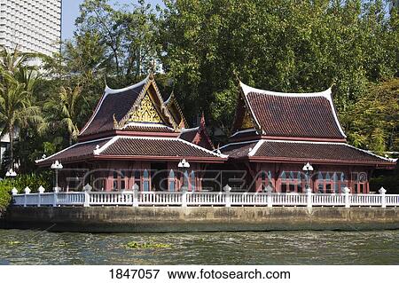 Stock Photo - Restaurant At Shangri-La Hotel By Mae Nam Chao Phray River; Bangkok, Thailand. Fotosearch