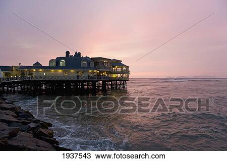 Restaurant On Pier In Evening Light; Miraflores District Lima Peru View Large Photo Image Stock Image - Restaurant On Pier In Evening Light; Miraflores District Lima Peru. Fotosearch