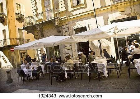 Stock Image - Restaurant On San Dalmazzo, Turin, Italy. Fotosearch