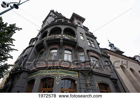 Stock Photo - Restaurant On Synagogue Square, Prague, Czech Republic. Fotosearch