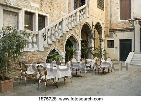 Restaurant Tables In A Small Square; Venice, Italy View Large Photo Image Stock Photo - Restaurant Tables In A Small Square; Venice, Italy. Fotosearch