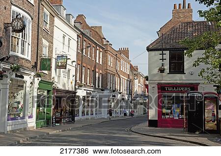 Retail Shops Along A Street; York England View Large Photo Image Stock Photograph - Retail Shops Along A Street; York England. Fotosearch