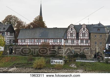 Stock Image - Rhens As Seen From The Rhine River, Rhineland-Palatinate, Germany. Fotosearch