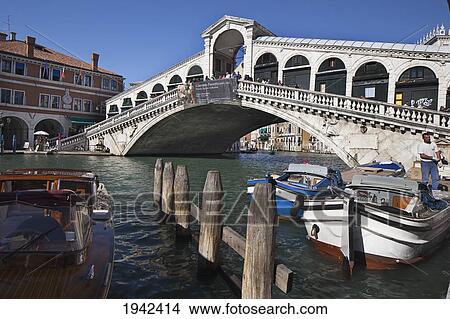 Rialto Bridge Across The Grand Canal; Venice Italy View Large Photo Image Picture - Rialto Bridge Across The Grand Canal; Venice Italy. Fotosearch