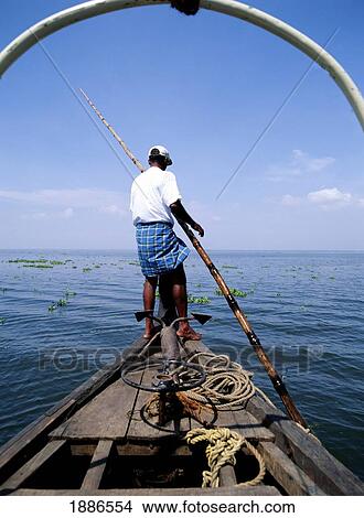 Picture - Rice Boat, Backwaters. Fotosearch