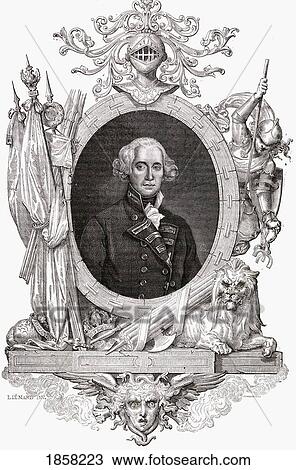 Stock Image - Richard Howe, 1St Earl Howe, 1726-1799. British Admiral. Engraved By Pannemaker-Ligny After LiÃƒÆ’Ã‚Â©nard. From Histoire De La Revolution Francaise By Louis Blanc.. Fotosearch