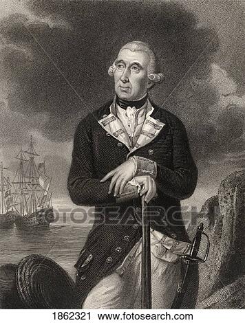 Stock Image - Richard Kempenfelt 1718 To 1782 British Rear Admiral Engraved By H Robinson After Kettle From The Book The National Portrait Gallery Volume Iv Published C1820. Fotosearch